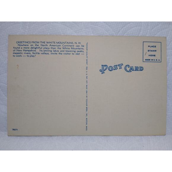 Greetings From White Mountains New Hampshire Large Letter Postcard Linen Tichnor - Picture 2 of 2